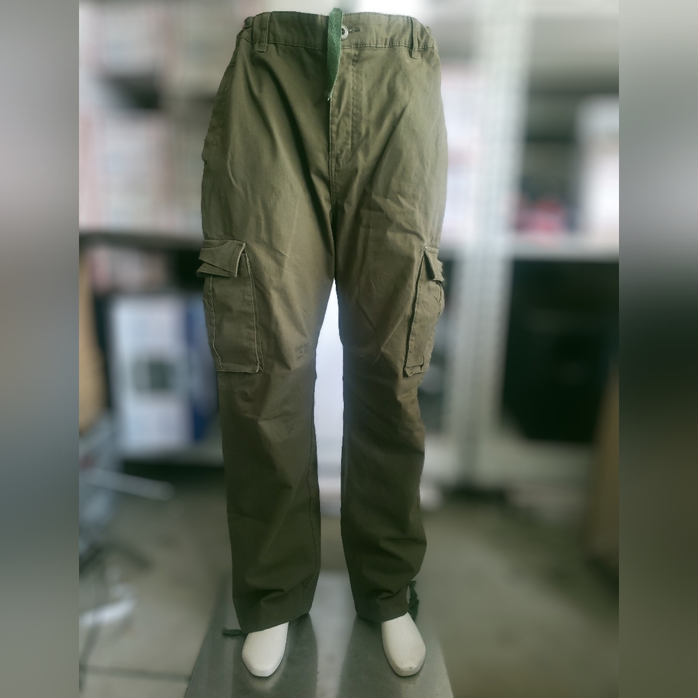 Must Way Pants Men 36x31 Green Cargo Paratrooper Military Drawstring Jogger NWOT